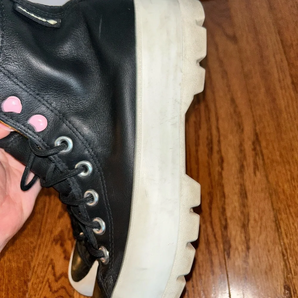 Converse Black and Pink High-Top Sneakers with Rugged Sole - Picture 7 of 11